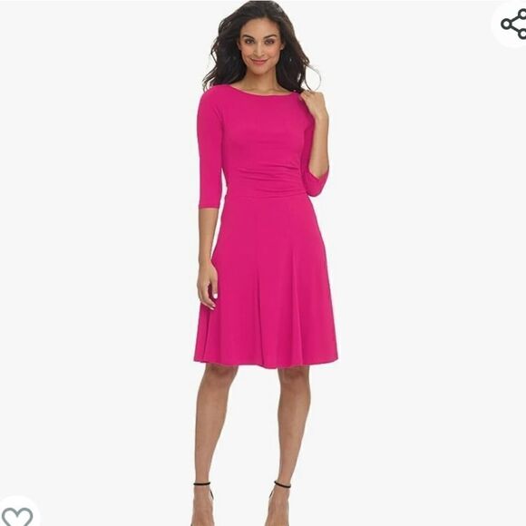Rekucci Women's Flippy Fit N' Flare Dress with 3/4 Sleeves - Picture 2 of 14